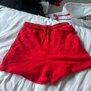 red sweat shorts size xs